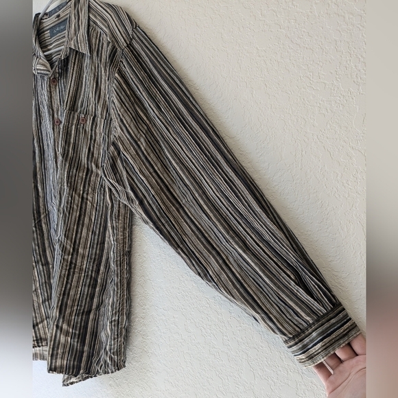 Axis Men's 100% Silk Button-Up Striped Shirt Workwear Office - Picture 7 of 10